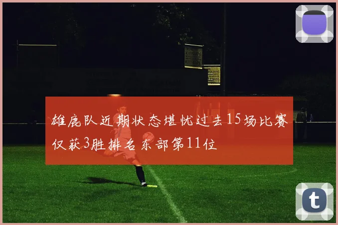 雄鹿队近期状态堪忧过去15场比赛仅获3胜排名东部第11位